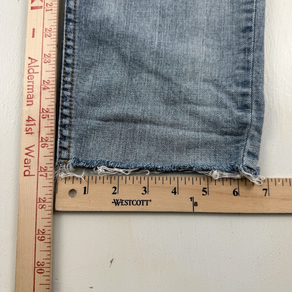 Free People Distressed Jeans Women 29 Raw Hem Blue Light Wash‎ Cotton Stretch - Picture 9 of 14